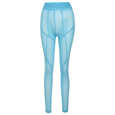 Sixsr New Sexy See-through Black High Waist Long Trousers Casual Sweatpants Women Autumn Elastic Pencil Pants Mesh Leggings