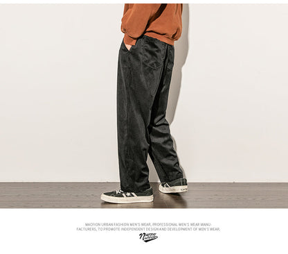 Corduroy Pants Men Spring Autumn pants casual loose staight trousers mens Elastic waist sport pant male trousers M-5XL