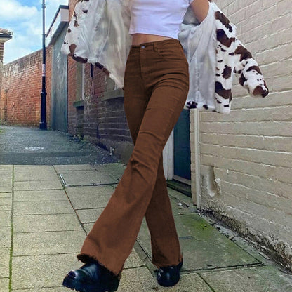Sixsr Women's jeans woman high waist Flared Jeans Khaki Black Brown Pants Women's pants for women clothing trouser Jean women trousers