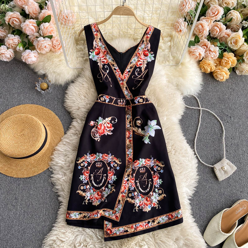 Sixsr Spring Autumn Elegant 2 Piece Set Overalls Dress Women Bow Collar White Shirt Top+ Irregular Flower Print V-Neck Vest Dress