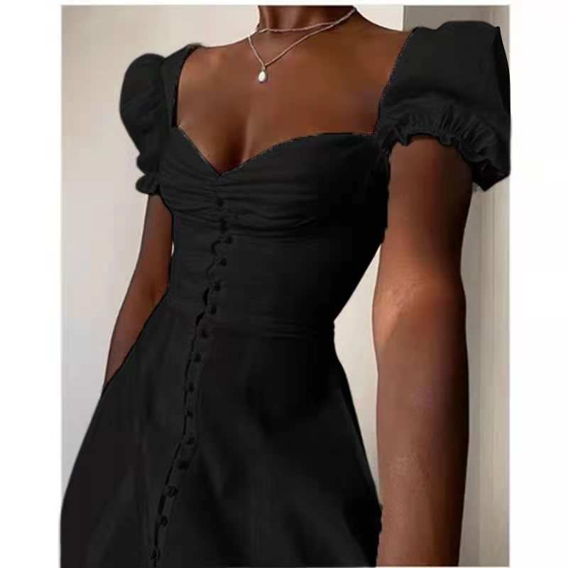 Sixsr Vintage Solid Button Midi Dress Sexy Party Club Bodycon Strapless High Split Dresses Women Spring Autumn Casual Vestidos