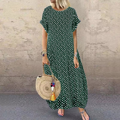 Sixsr Women Crew Neck Short Sleeve Long Dresses