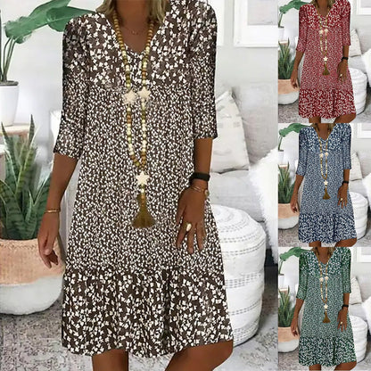 Chic Abstract Printed Short Sleeve Dress