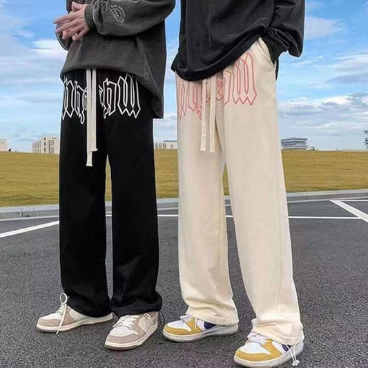 Sixsr American Style Letter Print Straight Pants For Men High Street Loose Trousers Casual Joggers Hip Hop Drawstring Sweatpants 8XL
