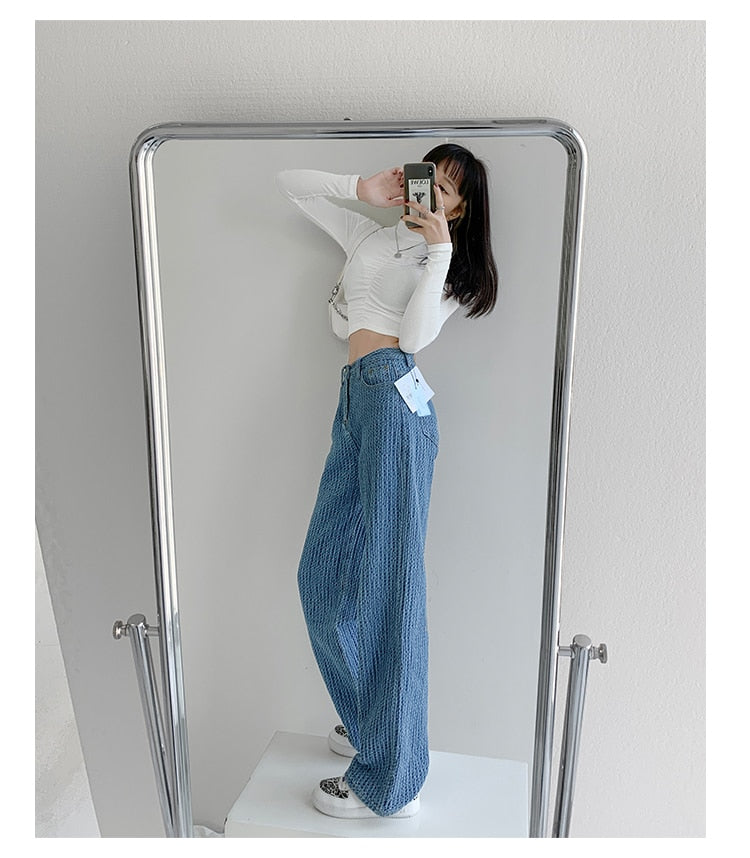 Women Jeans High Waist Casual Streetwear y2k Baggy Office Lady New Fashion Korean Denim Trousers Female Straight Wide Leg Pants