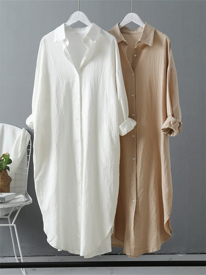 Long Sleeve Women Long Shirt Dress Spring Autumn Casual Buttons Loose Clothes Robe Femme Vestido