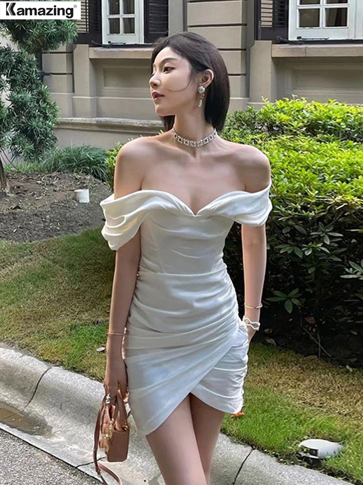 sixsr  Summer Robe New Women Elegant Off Should Midi Prom Dress Female Fashion Vestdios Ladies Evening Party Clothes