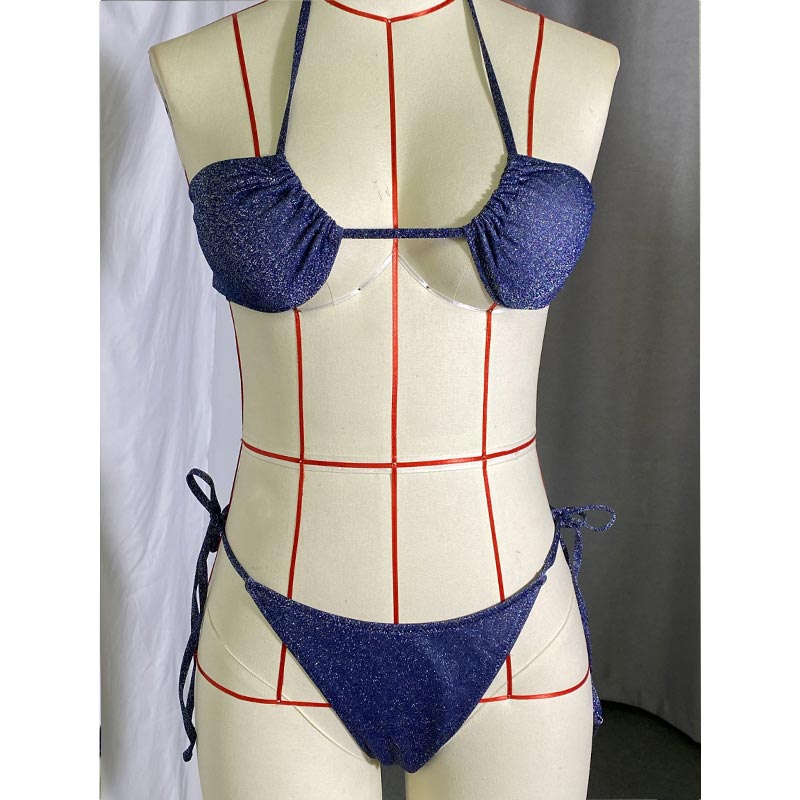 sixsr Shiny Bikinis Swimwear Women Summer Bikini Set String Swimsuit Micro Thong Two Piece Suits Halter Beachwear Sexy Bath Suits