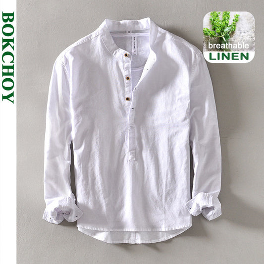 Sixsr 2024 Spring Summer New Cotton Linen Casual Shirt for Men Clothing Solid Color Breathable Slim Streetwear  BL959