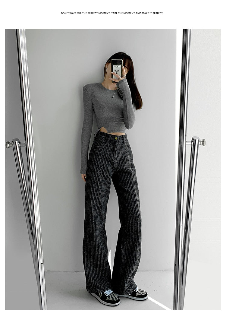 Women Jeans High Waist Casual Streetwear y2k Baggy Office Lady New Fashion Korean Denim Trousers Female Straight Wide Leg Pants