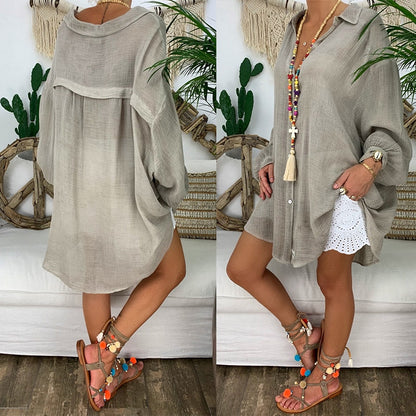 sixsr New Loose Women Cover Ups Swimwear White Beach Dress Cotton Beach Kimono Coverups for Women Swimsuit Cover Up Beach Woman