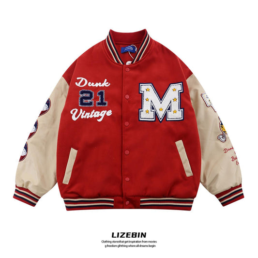 Sixsr American retro stitching jacket spring and autumn women's loose hip-hop ins baseball jacket tmen's and women's tide brand