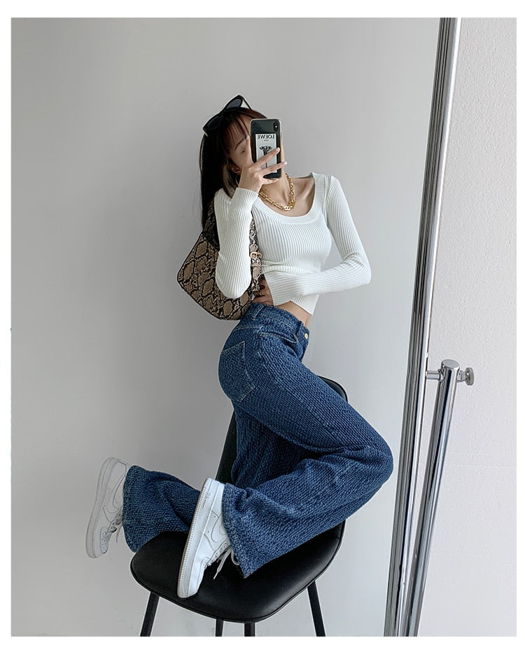 Women Jeans High Waist Casual Streetwear y2k Baggy Office Lady New Fashion Korean Denim Trousers Female Straight Wide Leg Pants