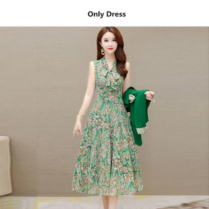 sixsr  Spring Autumn New Suit Jacket Dress Two-piece Women's Elegant Blazers Floral Long Skirt Set Female Office Professional Wear