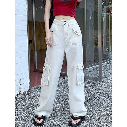 Cargo Pants for Women  New High Waisted Pockets Korean Baggy Wide Leg Pants Streetwear Casual Full Length Pants