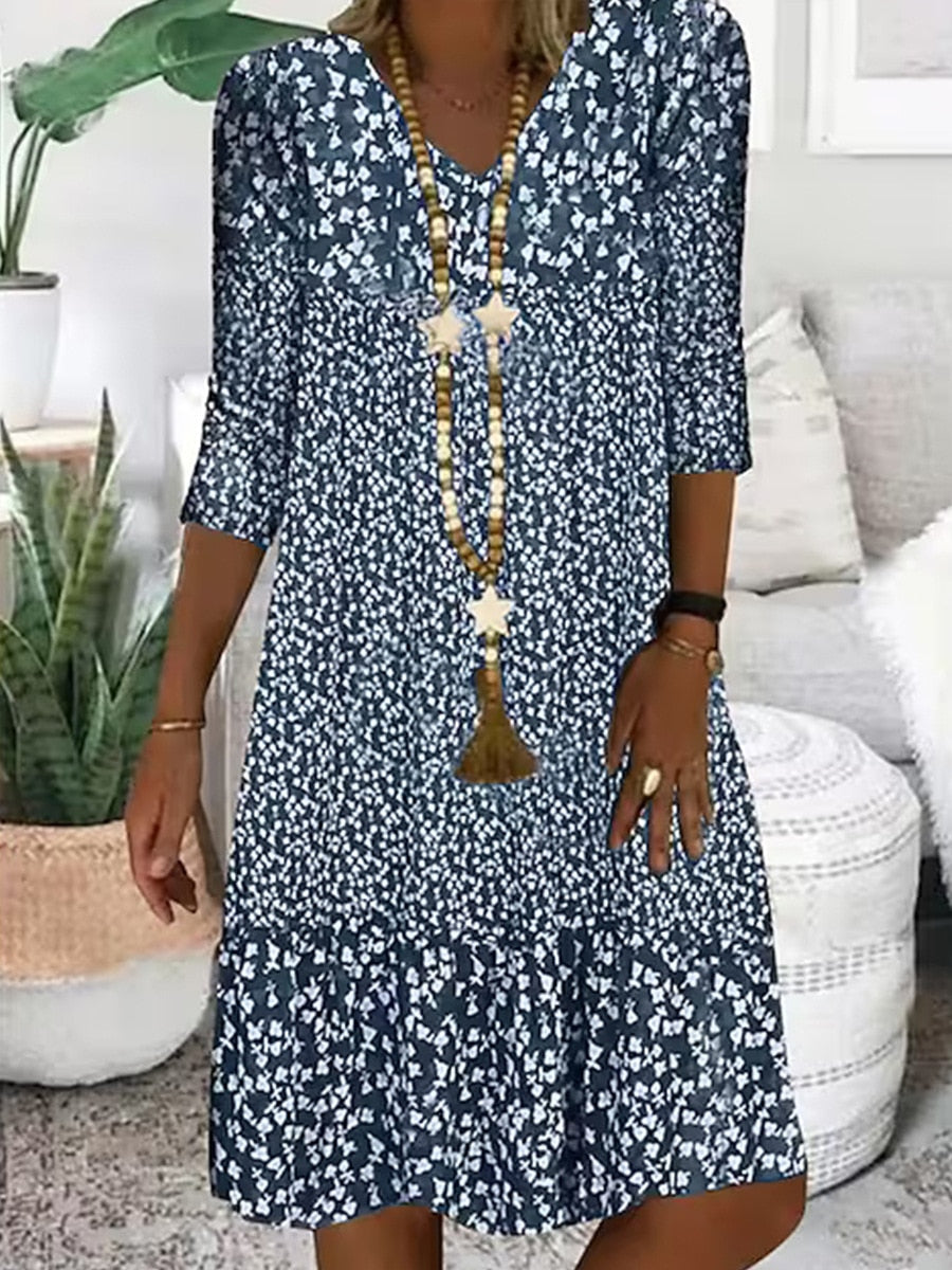 Chic Abstract Printed Short Sleeve Dress