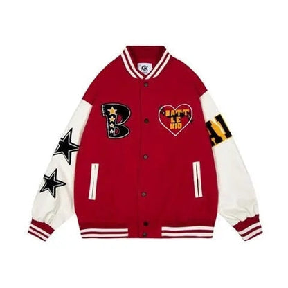 Sixsr American retro stitching jacket spring and autumn women's loose hip-hop ins baseball jacket tmen's and women's tide brand