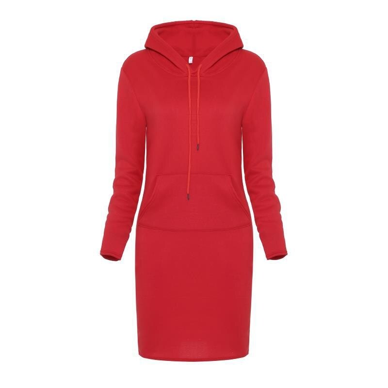 Autumn And Winter Hoodie Dress Elegant Long Sleeve Pocket Combining Casual Women's Midi Dresses