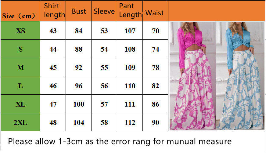 Fashion Summer Autumn Two Piece Sets Womens Fashion Sexy Mid Sleeve Shirt Elgant Floral Print Wide Leg Pant Suit Casual 2pcs Set Women