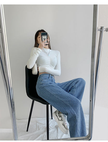 Women Jeans High Waist Casual Streetwear y2k Baggy Office Lady New Fashion Korean Denim Trousers Female Straight Wide Leg Pants