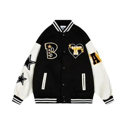 Sixsr American retro stitching jacket spring and autumn women's loose hip-hop ins baseball jacket tmen's and women's tide brand