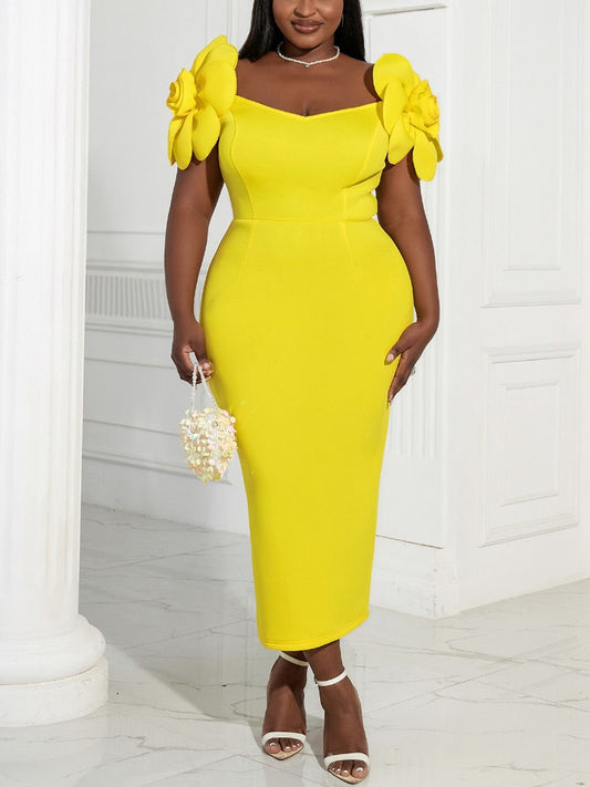 Formal Dress for Women Evening Party Flower Applique Sleeveless Elegant Long Dresses Night Out Wedding Guest Gown 4XL