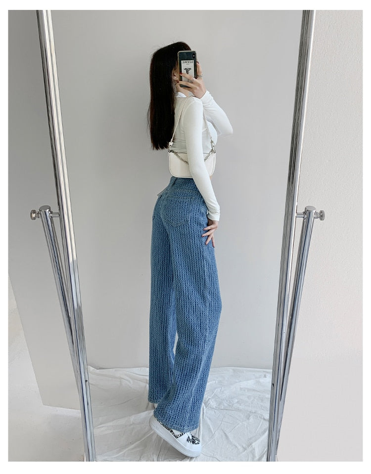 Women Jeans High Waist Casual Streetwear y2k Baggy Office Lady New Fashion Korean Denim Trousers Female Straight Wide Leg Pants