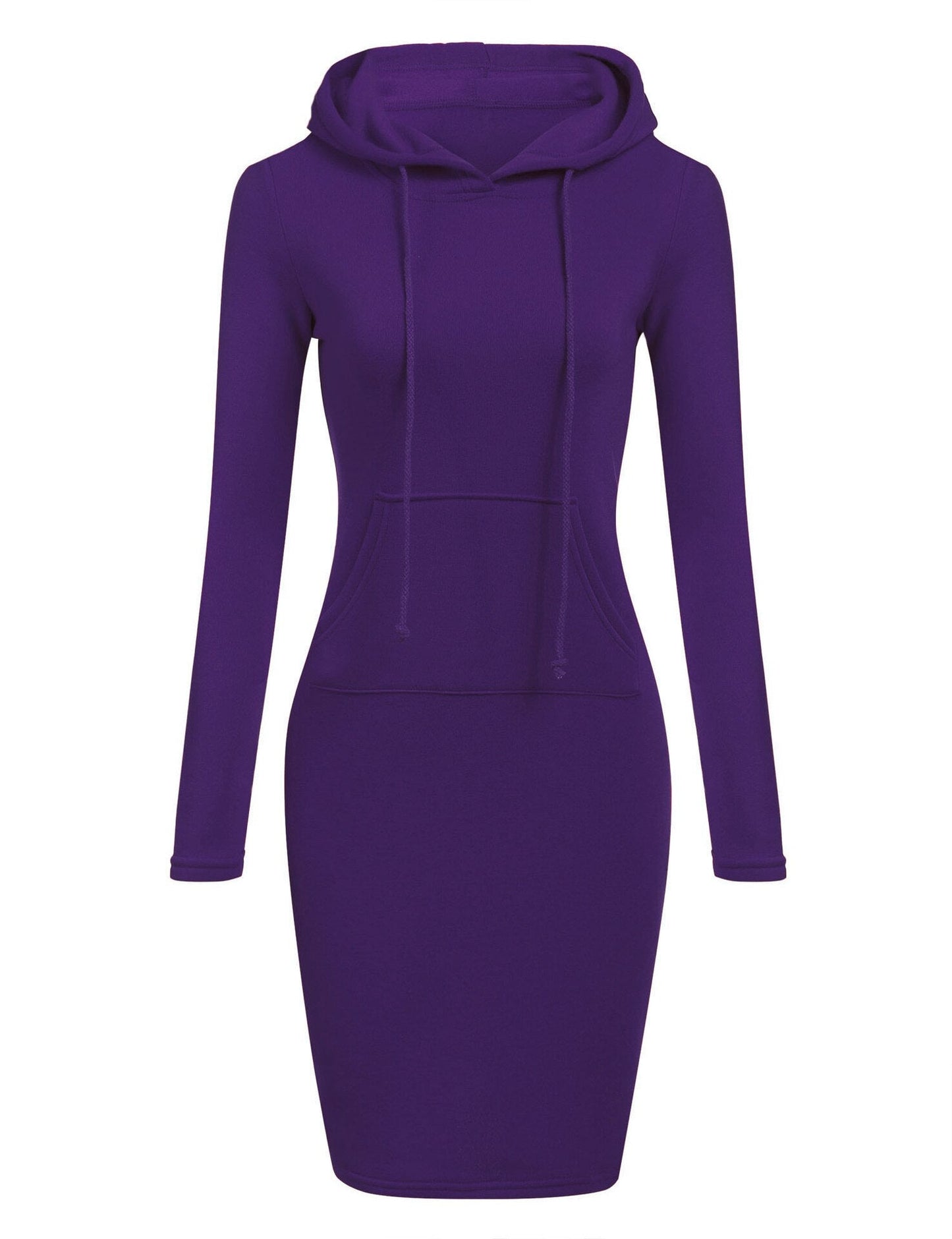 Autumn And Winter Hoodie Dress Elegant Long Sleeve Pocket Combining Casual Women's Midi Dresses