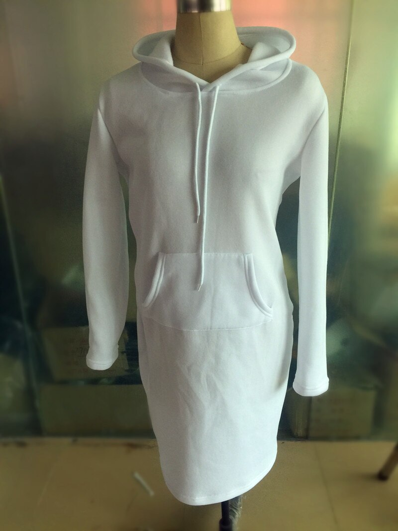 Autumn And Winter Hoodie Dress Elegant Long Sleeve Pocket Combining Casual Women's Midi Dresses