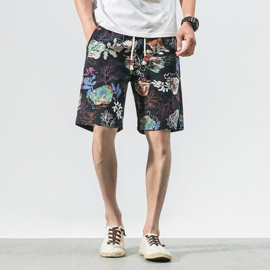 Sixsr new fashion printed men cotton shorts men's casual shorts drawstring waist bermuda shorts S-4XL drop shipping ABZ262