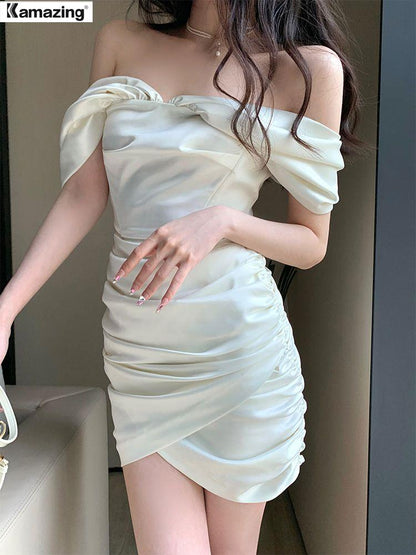 sixsr  Summer Robe New Women Elegant Off Should Midi Prom Dress Female Fashion Vestdios Ladies Evening Party Clothes