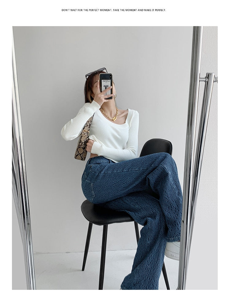 Women Jeans High Waist Casual Streetwear y2k Baggy Office Lady New Fashion Korean Denim Trousers Female Straight Wide Leg Pants