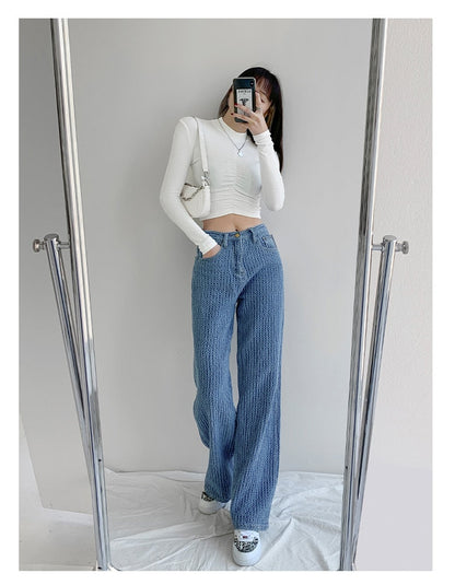 Women Jeans High Waist Casual Streetwear y2k Baggy Office Lady New Fashion Korean Denim Trousers Female Straight Wide Leg Pants