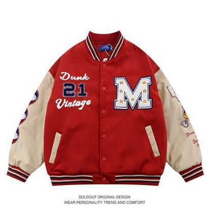 Sixsr American retro stitching jacket spring and autumn women's loose hip-hop ins baseball jacket tmen's and women's tide brand