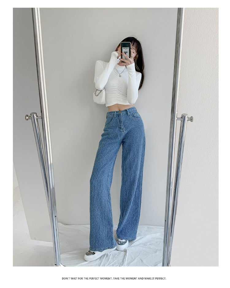 Women Jeans High Waist Casual Streetwear y2k Baggy Office Lady New Fashion Korean Denim Trousers Female Straight Wide Leg Pants