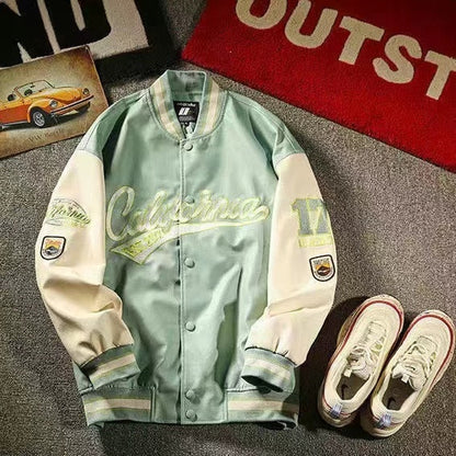 Sixsr American retro stitching jacket spring and autumn women's loose hip-hop ins baseball jacket tmen's and women's tide brand