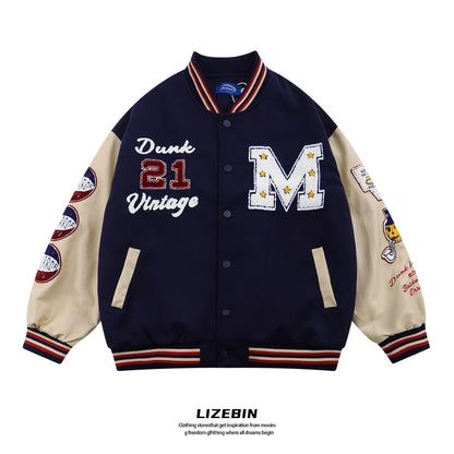 Sixsr American retro stitching jacket spring and autumn women's loose hip-hop ins baseball jacket tmen's and women's tide brand