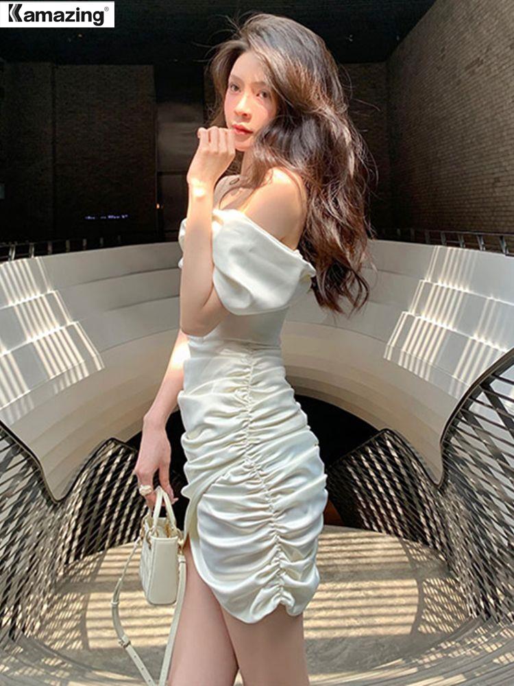 sixsr  Summer Robe New Women Elegant Off Should Midi Prom Dress Female Fashion Vestdios Ladies Evening Party Clothes