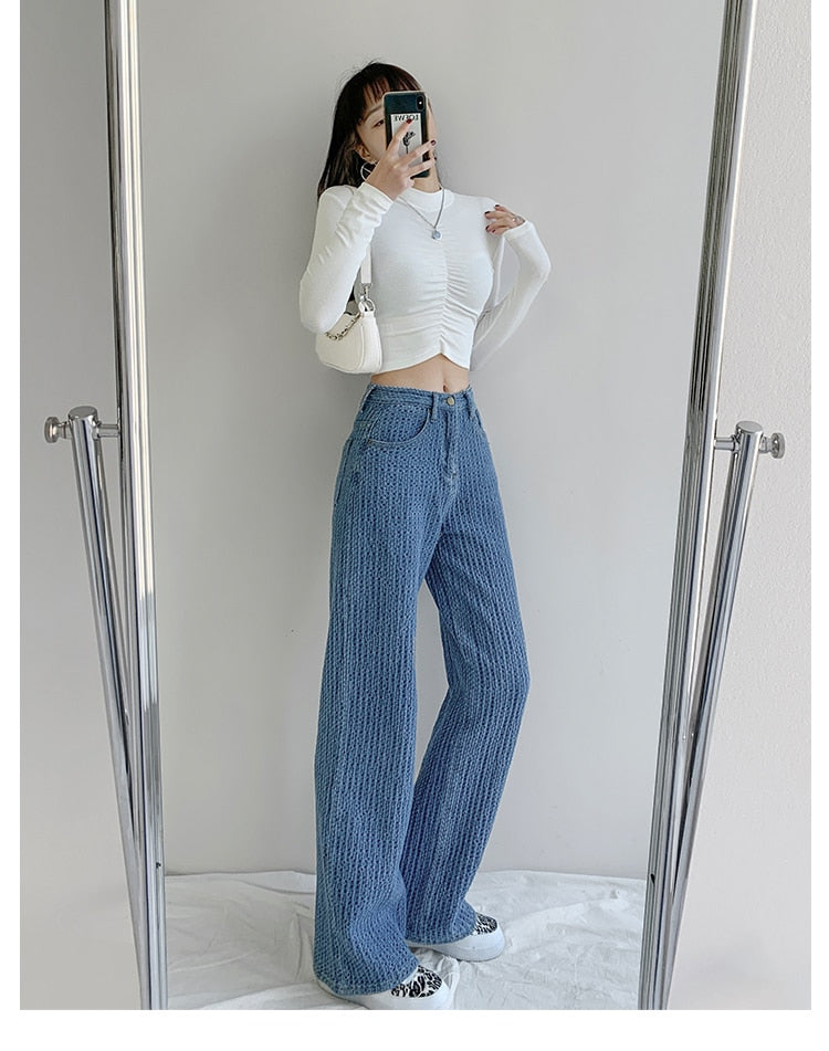 Women Jeans High Waist Casual Streetwear y2k Baggy Office Lady New Fashion Korean Denim Trousers Female Straight Wide Leg Pants