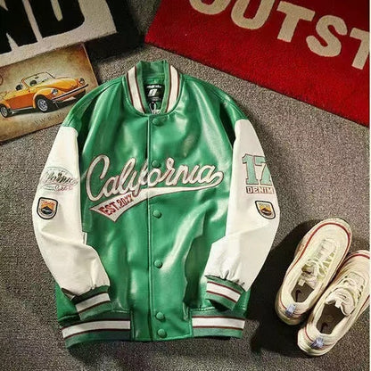 Sixsr American retro stitching jacket spring and autumn women's loose hip-hop ins baseball jacket tmen's and women's tide brand