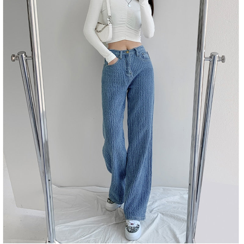 Women Jeans High Waist Casual Streetwear y2k Baggy Office Lady New Fashion Korean Denim Trousers Female Straight Wide Leg Pants