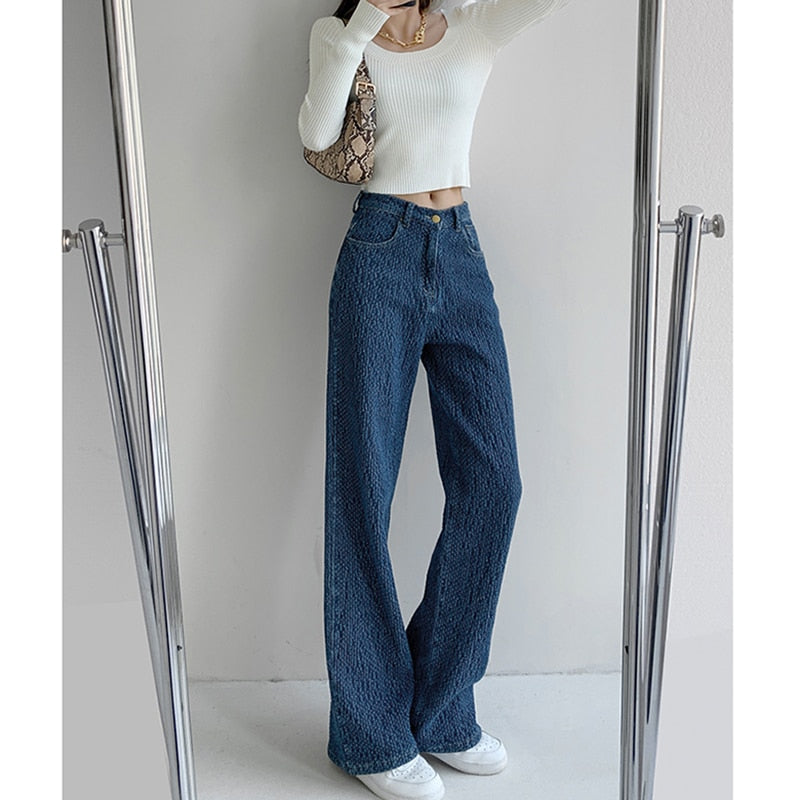 Women Jeans High Waist Casual Streetwear y2k Baggy Office Lady New Fashion Korean Denim Trousers Female Straight Wide Leg Pants