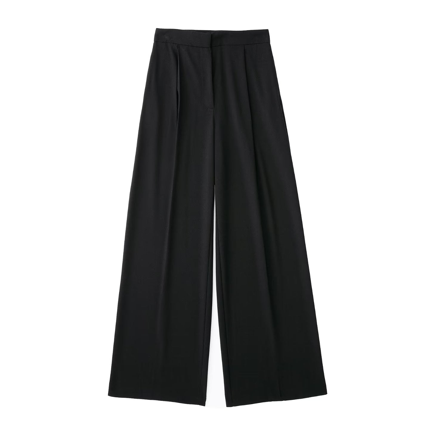 Women Fashion Solid High Waist Wide Leg Pants Suit Female Casual Front Zipper With Pockets Ladies Loose Long Trousers