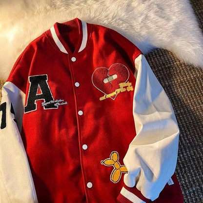 Sixsr American retro stitching jacket spring and autumn women's loose hip-hop ins baseball jacket tmen's and women's tide brand