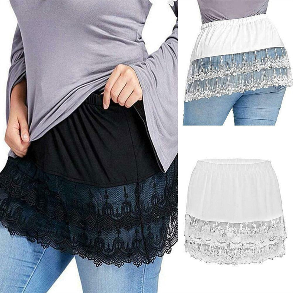 Sixsr Spring Outfits New Style Womens Fake Shirts Hem Underskirts Elastic High Waist Split Half Slips Skirts Hoodies Sweaters Extender Hemline