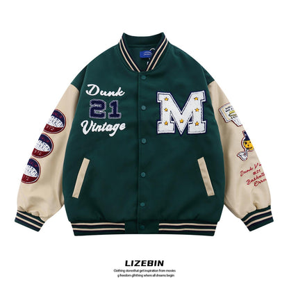 Sixsr American retro stitching jacket spring and autumn women's loose hip-hop ins baseball jacket tmen's and women's tide brand