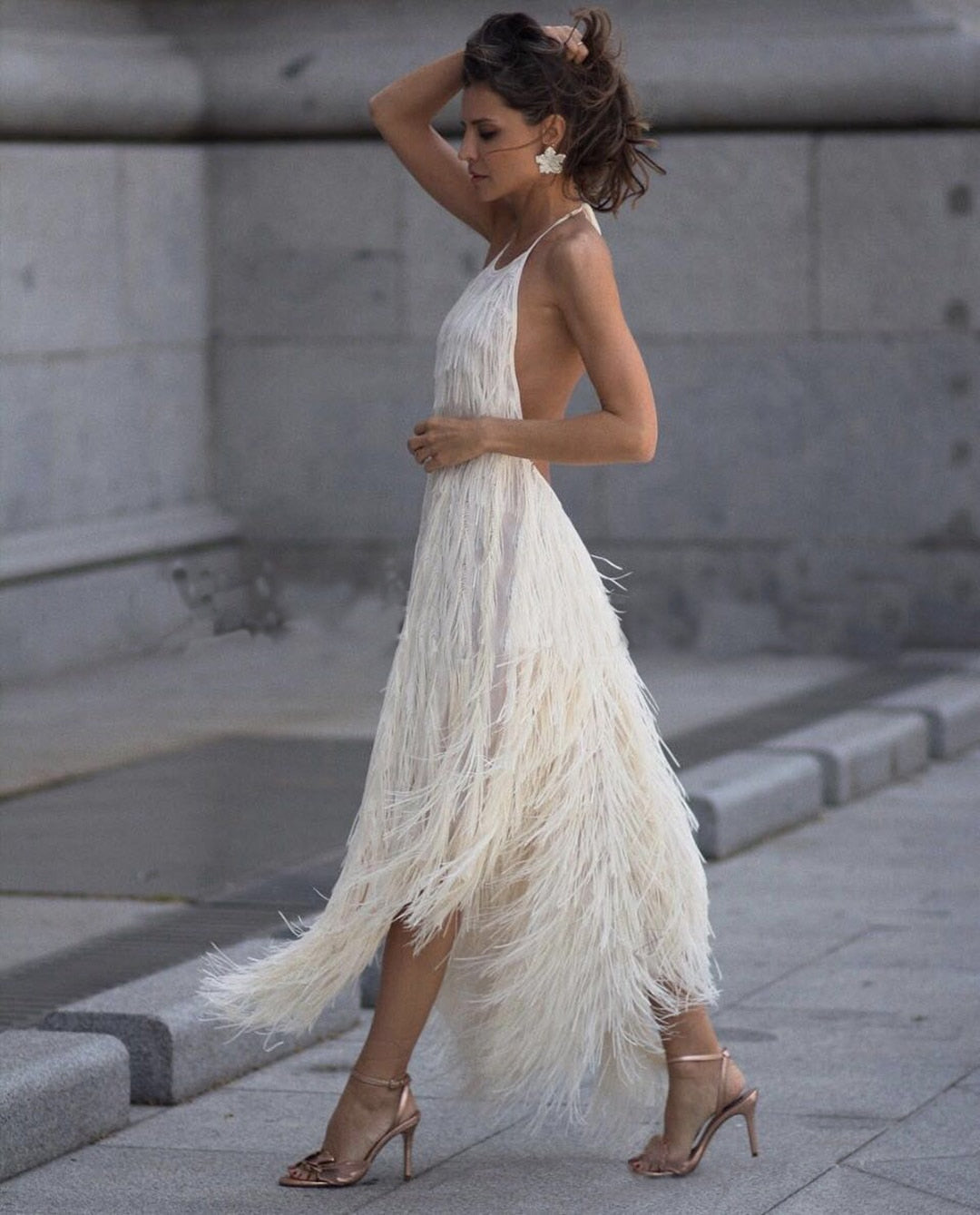 Sexy Backless Sleeveless Tassel Maxi Dress