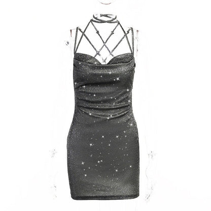 Women Sequin Sparkly U Neck Bodycon Mini Dress Summer Exotic Tight Elegant Party Evening Luxury Fashion Sexy Formal Dresses