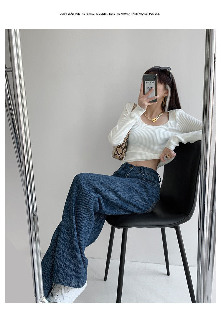 Women Jeans High Waist Casual Streetwear y2k Baggy Office Lady New Fashion Korean Denim Trousers Female Straight Wide Leg Pants