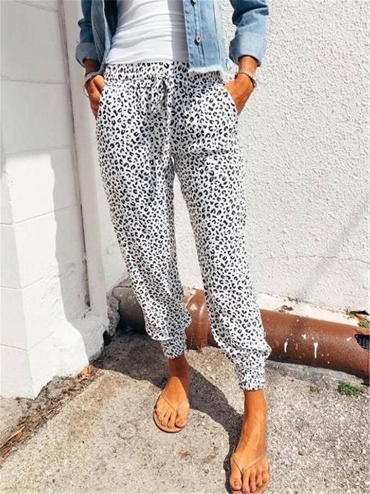 Women Fashion Casual Leopard Printed Trousers